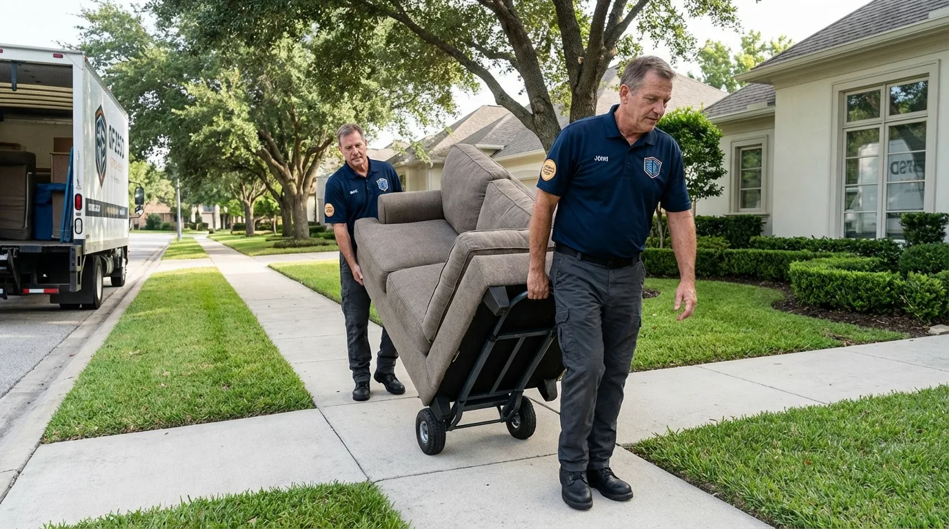 Local residential moving crew loading furniture in West Wareham, MA